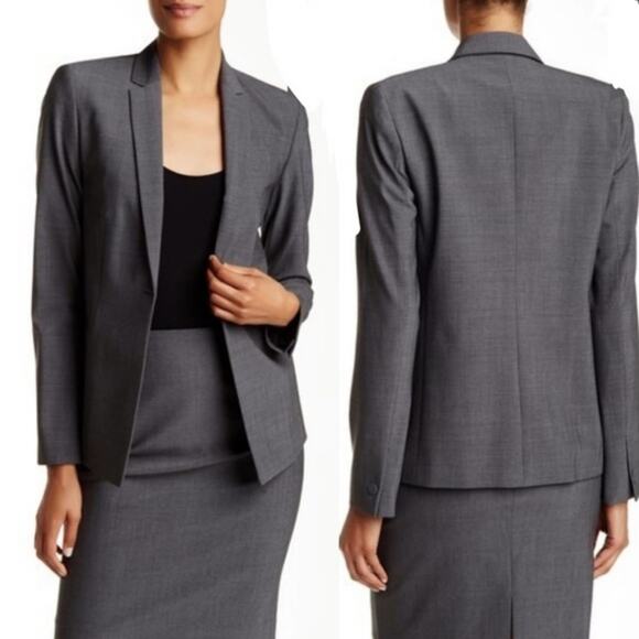 Elie Tahari Darcy Blazer Jacket in Grey Melange - Picture 1 of 9